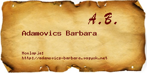 Adamovics Barbara névjegykártya