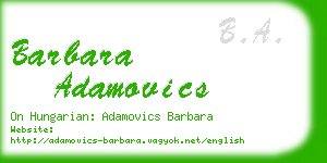 barbara adamovics business card